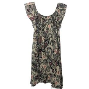 Free People Y2K Babydoll Boho Floral Paisley Ruffle Sleeveless Tunic Top Size XS